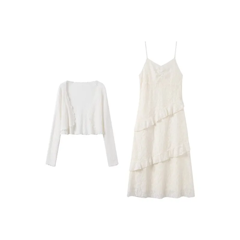 GULIANFEI Skirt Set Women's White+Apricot-0