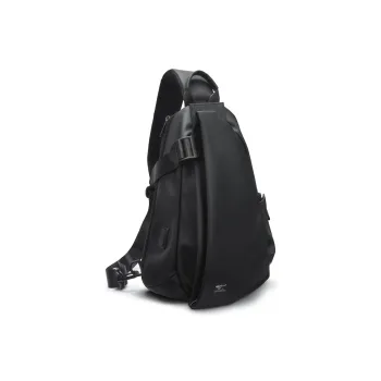 SEPTWOLVES Artificial Leather With Textile Sling Bag Unisex Black