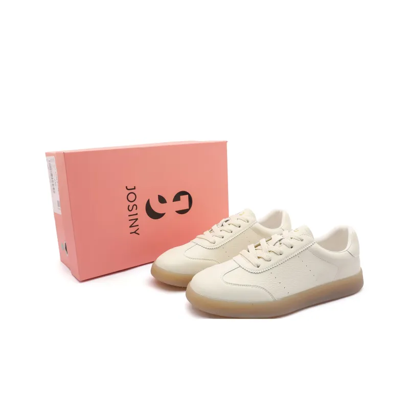 JOSINY German Army Trainers Low Top Skateboard Shoes Women's Ecru-0