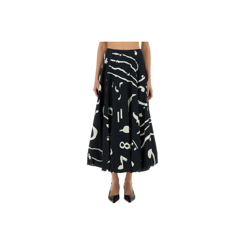 Alysi Graphic Printed Midi Skirt-0