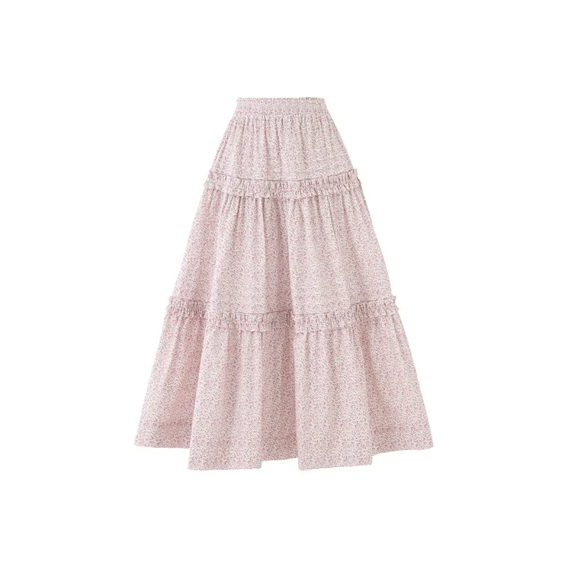 SOON FLOWER Half Length Long Skirt Women's Pink-0