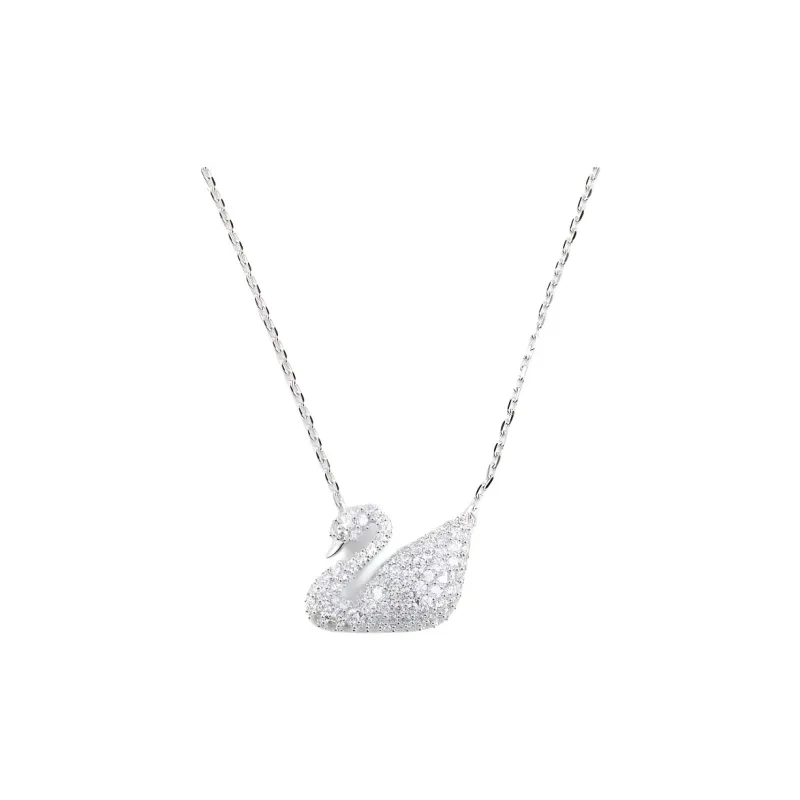 Swarovski Swan Swarovski Element, Rhodium Plated Necklaces Women's-0