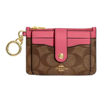 COACH Card Case Coin Purses Card Holders Mini Women's Brown & Watermelon