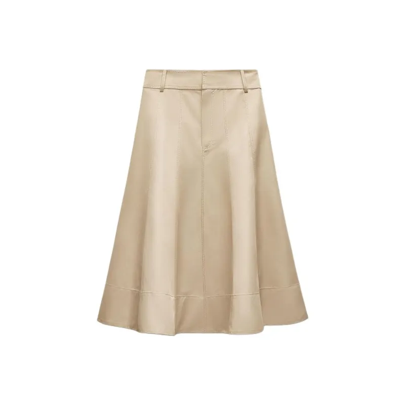 ZARA ZW Series Casual Long Skirts Women's Yellow-0