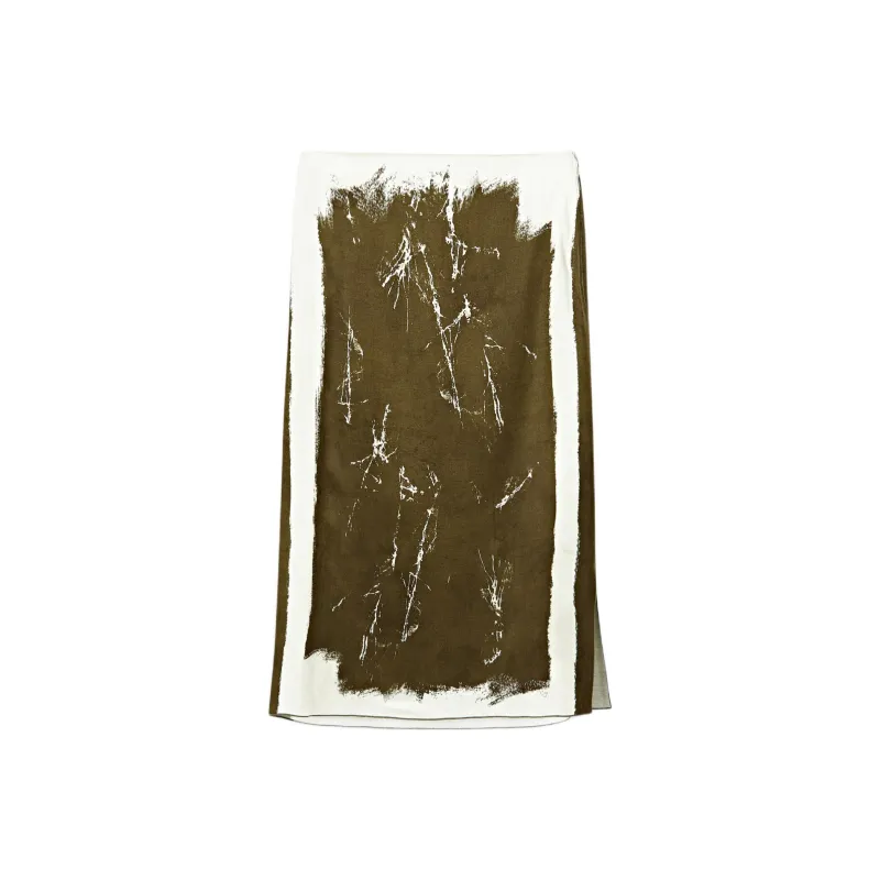 Massimo Dutti Casual Long Skirts Women's Dark Green-0