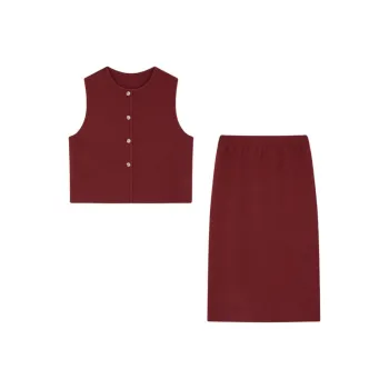 Mo Han Yi Mei New Year Skirt Set Women's Red