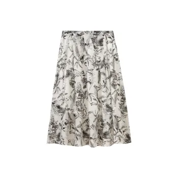 SHUIYUNJIAN Casual Long Skirt Women's Black Floral