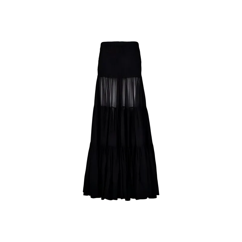 SAINT LAURENT Casual Long Skirt Women's Black-0