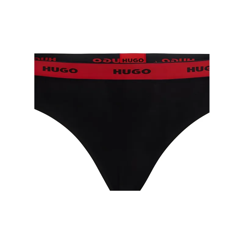 HUGO BOSS Stretch-Cotton String Briefs With Logo Waistband Underpants Women's Black-1