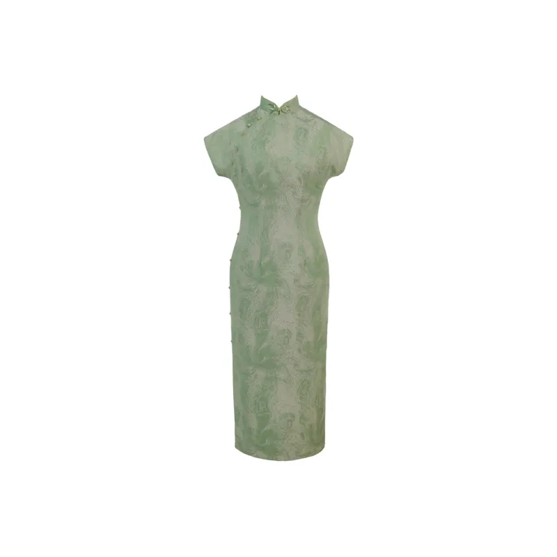 Clothes Cut By Time Cheongsam Women's Emerald Green-0