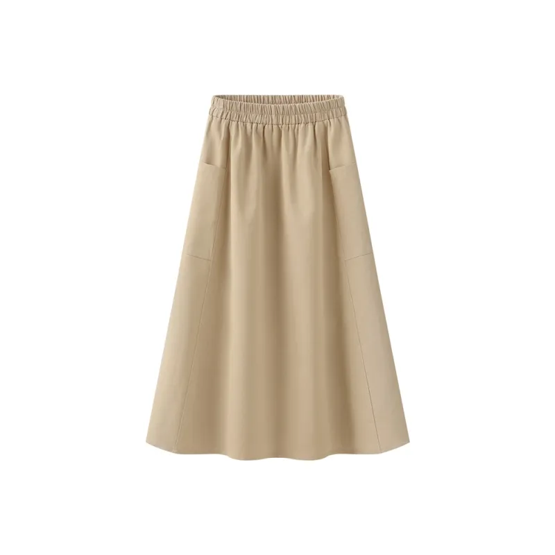 Aimilian Casual Long Skirt Women's Khaki-0