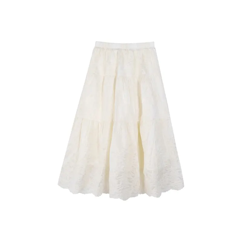FLIM Casual Long Skirts Women's White-0