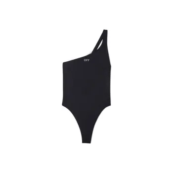 OFF WHITE Logo Embroidered One Shoulder Swimsuit