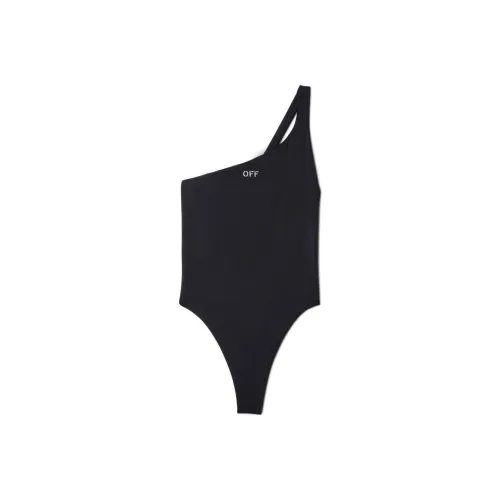 OFF WHITE Logo Embroidered One Shoulder Swimsuit