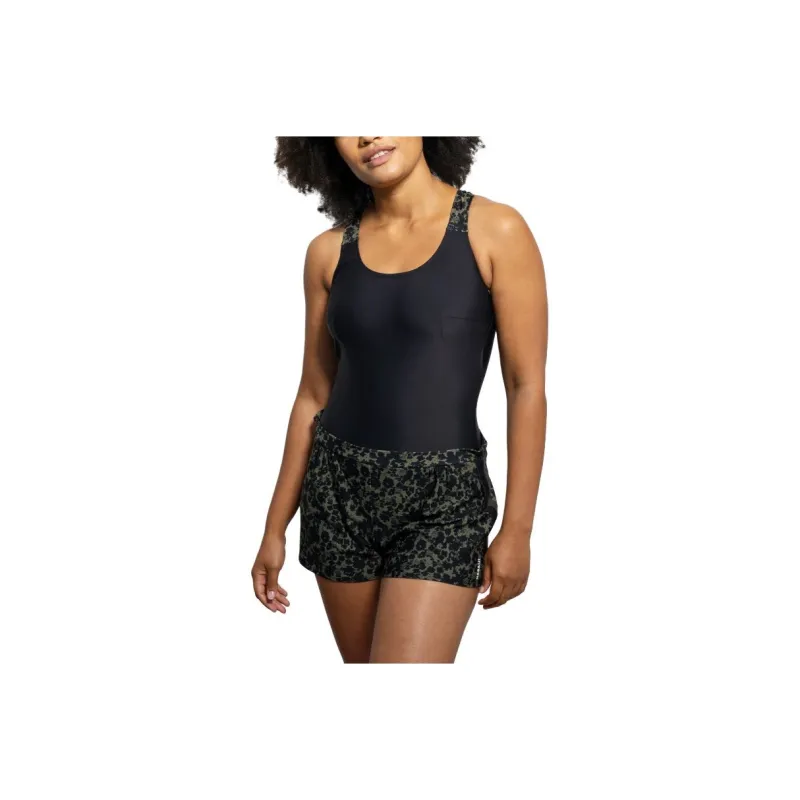 DECATHLON One piece Swimsuit Women's Black/Khaki Grey Green/Dark Green-0