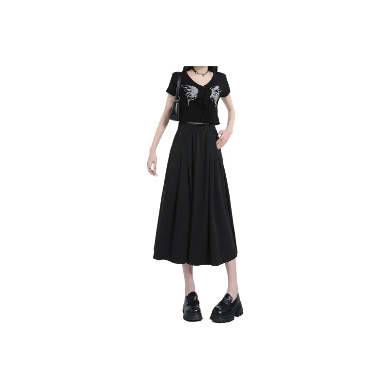 Wen Shan Casual Long Skirt Women's Black-0