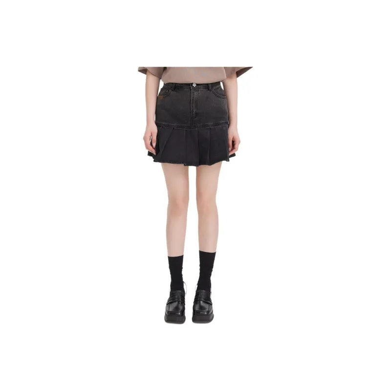 LULUALWAYS Denim Short Skirts Women's Black-0