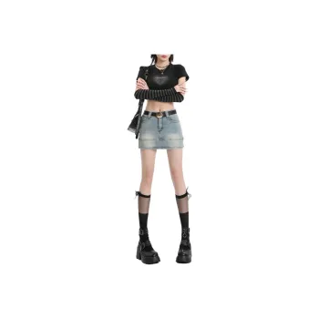 ZNZX Denim Short Skirts Women's Denim Blue