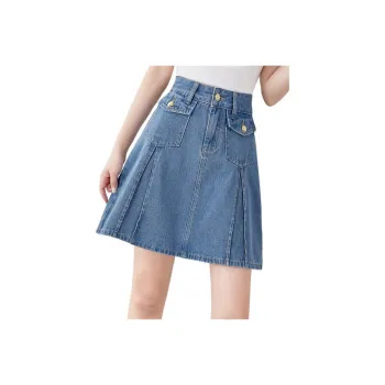 Mo Han Yi Mei Denim Short Skirts Women's Blue