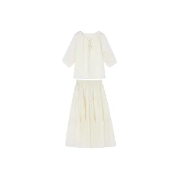 XIANGYING Skirt Set Women's Ecru