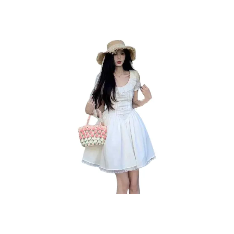 Flowers In Water Short Sleeved Dress Women's-0