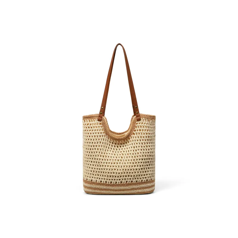 PT'SON Fabric Tote Handbag, Shoulder Bag Large Size Women's Ecru-4