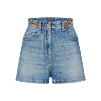 LOUIS VUITTON Lv Circle Tab Denim Mini Shorts