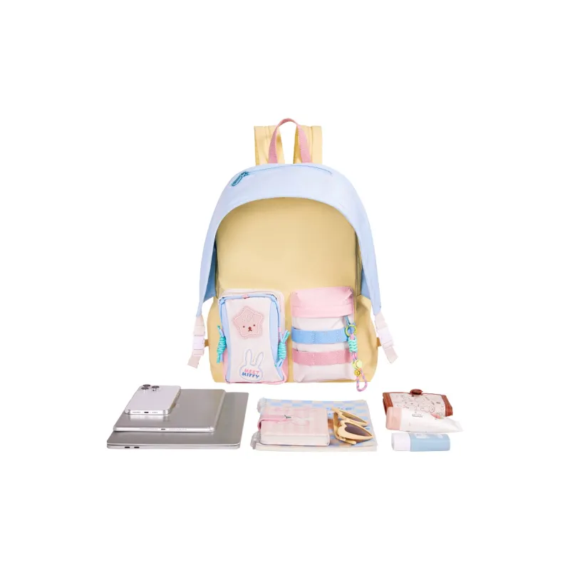 Miffy Fabric Backpack Women's Blue Yellow/Khaki-3