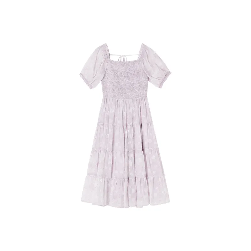 XIANGYING Short Sleeved Dress Women's Light Purple-1