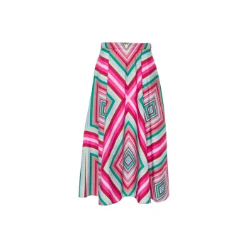 Valentino Geometric Printed A Line Midi Skirt
