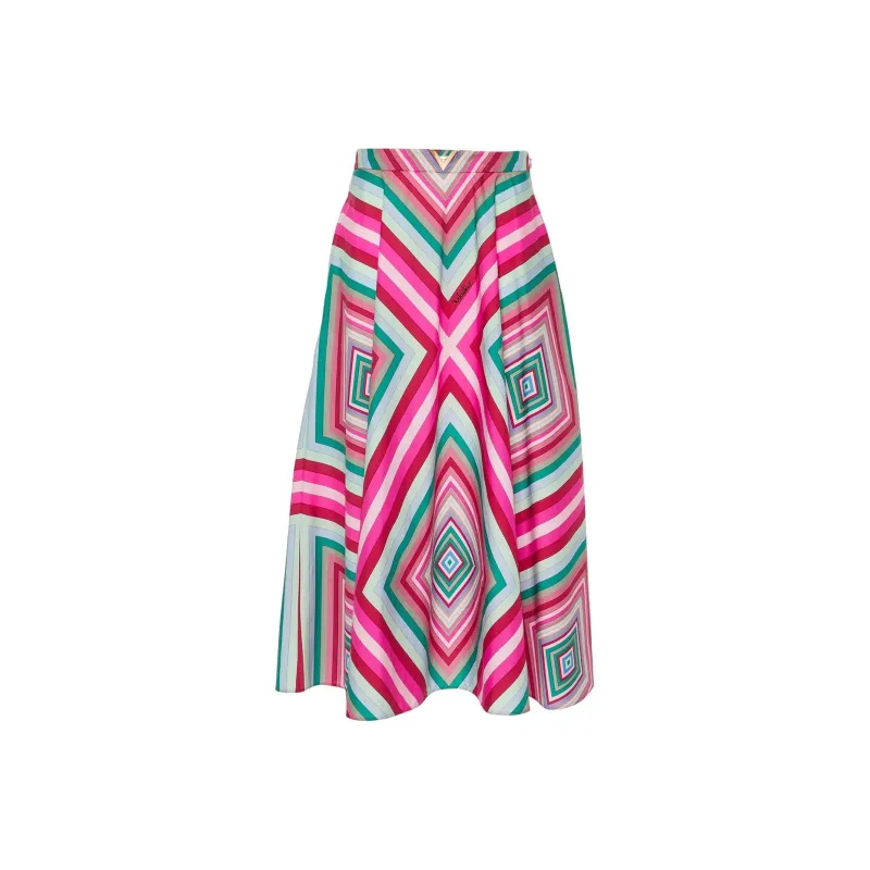 Valentino Geometric Printed A Line Midi Skirt-0