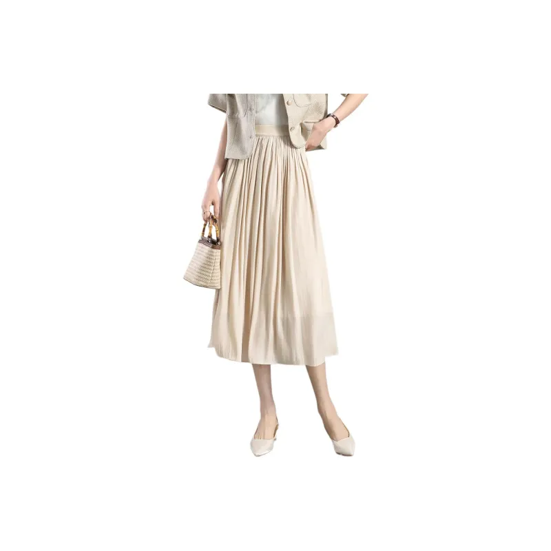Still Quiet Casual Long Skirt Women's Iridescent Apricot-0