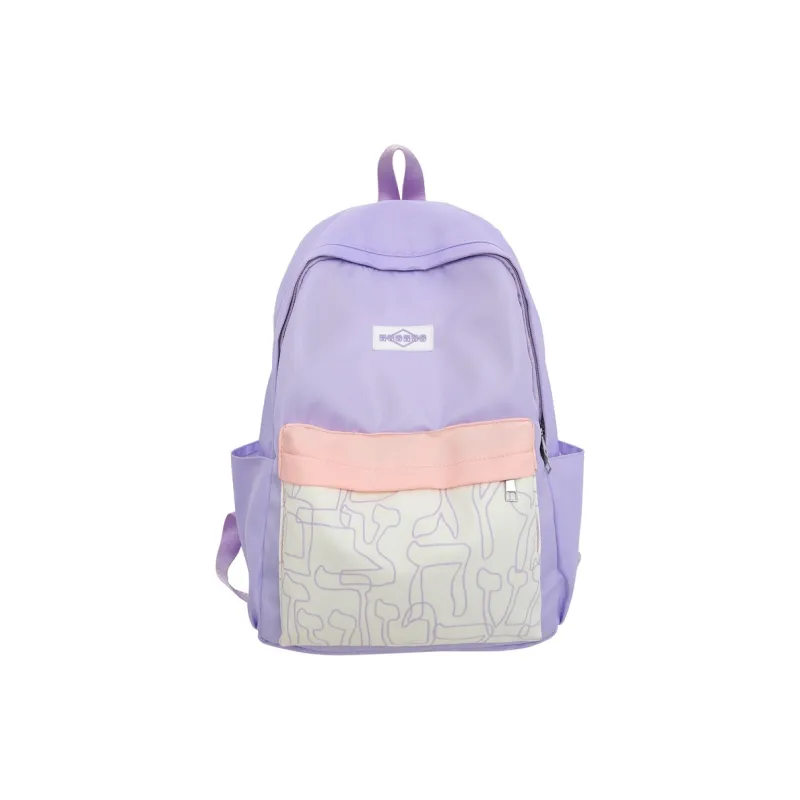 AIBAG Nylon Backpack Unisex White/Black/Red/Purple/Blue-17
