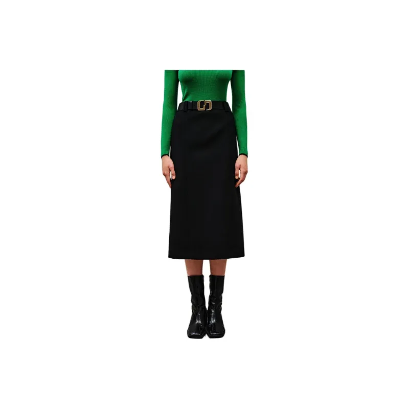 INSUN Casual Long Skirt Women's Black-0