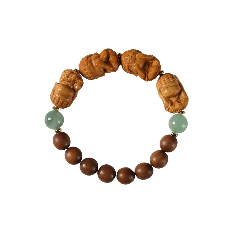 Zhiyi Barbie Sandalwood Wooden Bracelets Unisex-5