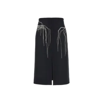 DRIES VAN NOTEN Embellished Front Slit Midi Skirt