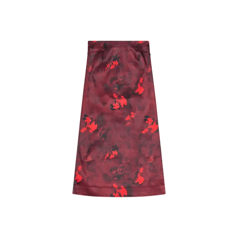 GANNI Printed Satin Maxi Skirt-0