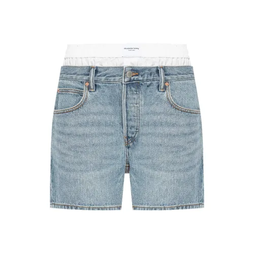 Alexander Wang Logo Patch Layered Denim Shorts