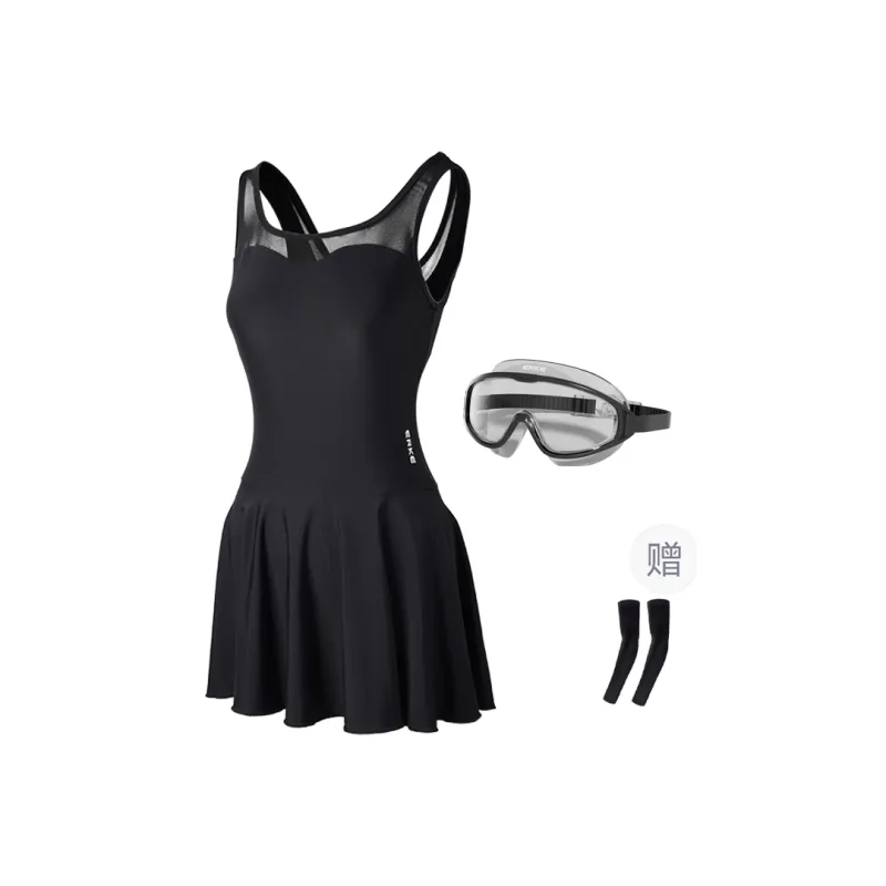 Erke One piece Swimsuit Women's Two Piece Set Black-0