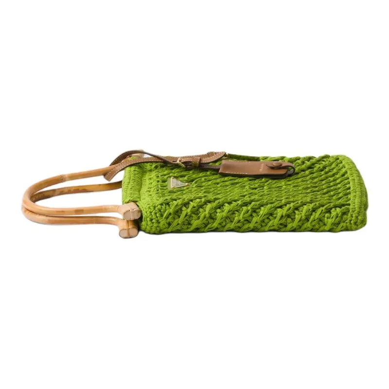 PRADA Cotton Bucket Bag Handbag Mini Women's Green-1
