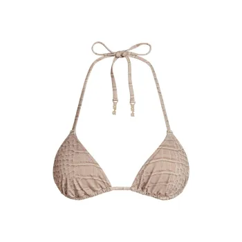 SKIMS SS25 SIGNATURE SWIM TRIANGLE BIKINI TOP Bikini Women's DUNE CROCODILE PRINT/Sand Dune Crocodile Print