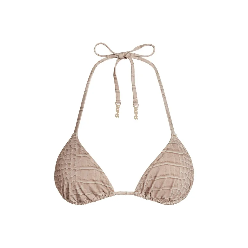 SKIMS SS25 SIGNATURE SWIM TRIANGLE BIKINI TOP Bikini Women's DUNE CROCODILE PRINT/Sand Dune Crocodile Print-0
