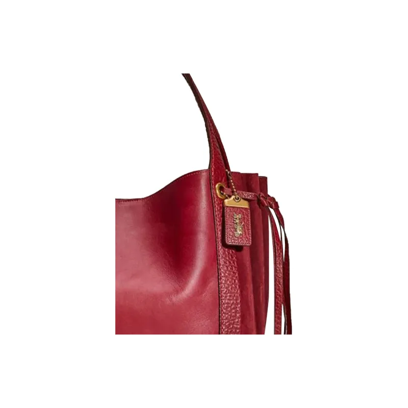 COACH Harmony Glove Leather Solid Color Large Capacity Shoulder Bag Handbag Large Size Women's Red-2