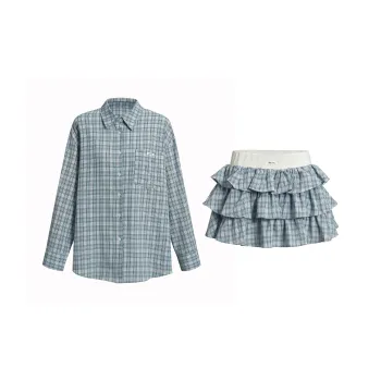 AURORA MUSE Skirt Set Women's Blue Plaid