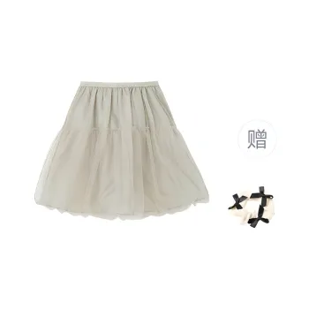 CPAURA Casual Short Skirts Women's Gray Green+Bowknot Hair Tie Comes With