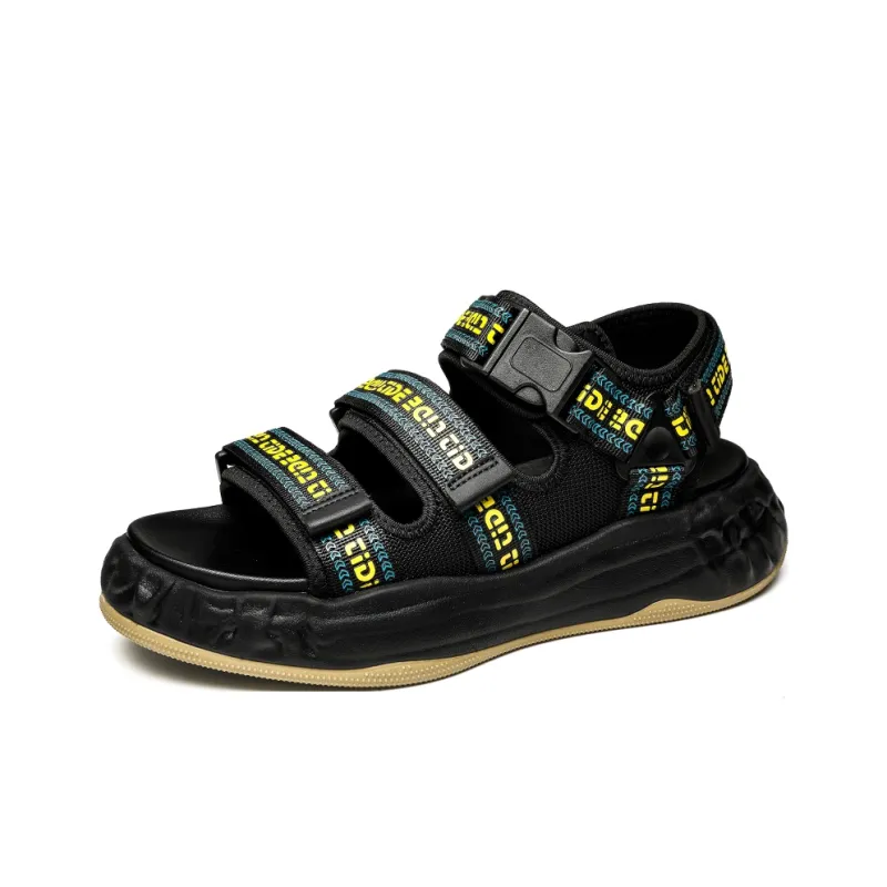 FAPAI Beach Sandals Men Apricot/Black Green-7