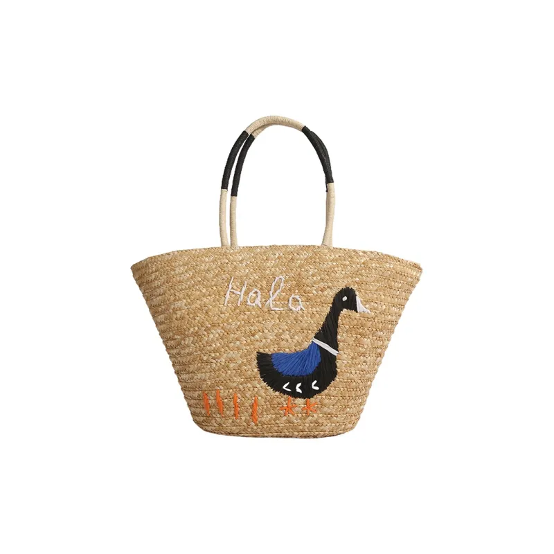 YZUE Straw Woven Tote Bag, Handbag, Shoulder Bag Small Medium Large Size Women's Apricot-0