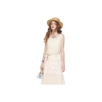 ELF SACK Chiffon Shirts Women's Elegant Apricot