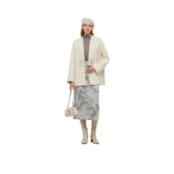 GOELIA Casual Long Skirt Women's Silver Gray Elegant Garden Jacquard