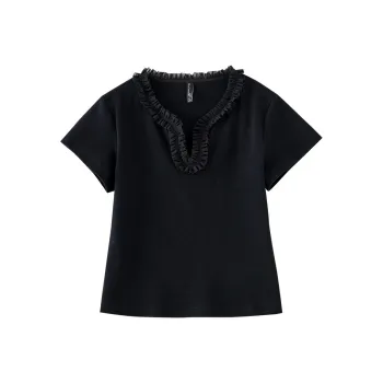OUNIXUE T Shirts Women's Black